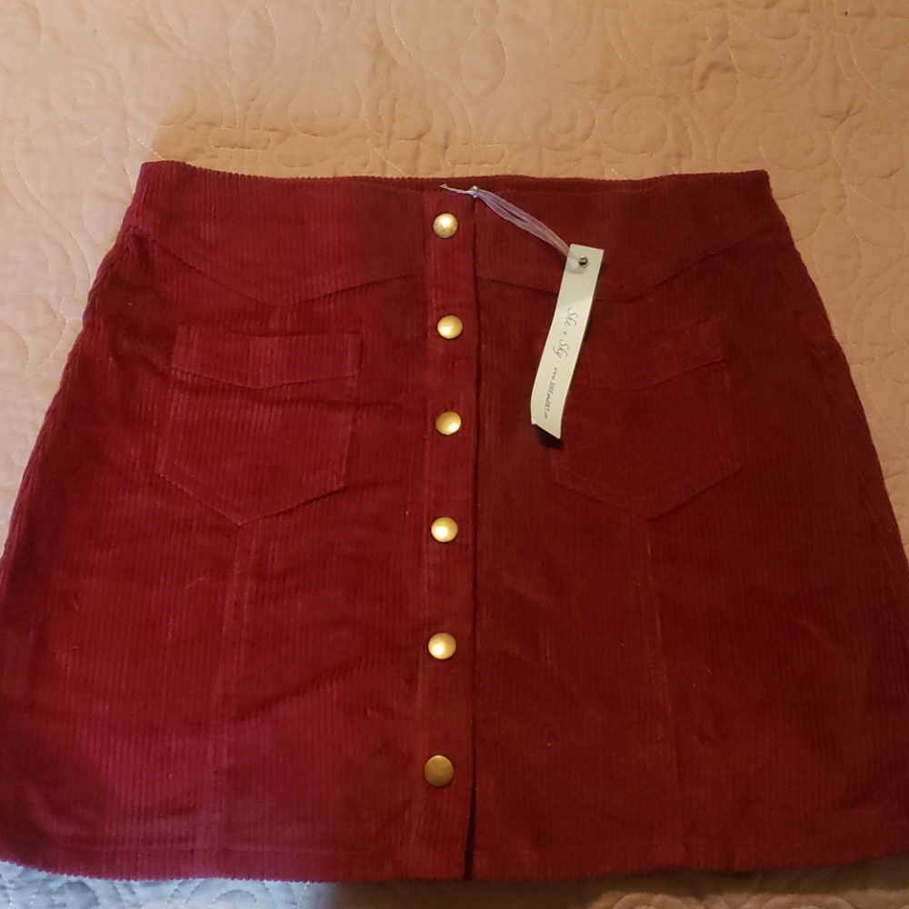 She + sky corduroy skirt